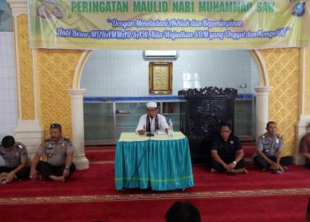 Personel Polres Kampar Adakan Peringatan Maulid Nabi Muhammad SAW di Masjid Al-Ikhlas 