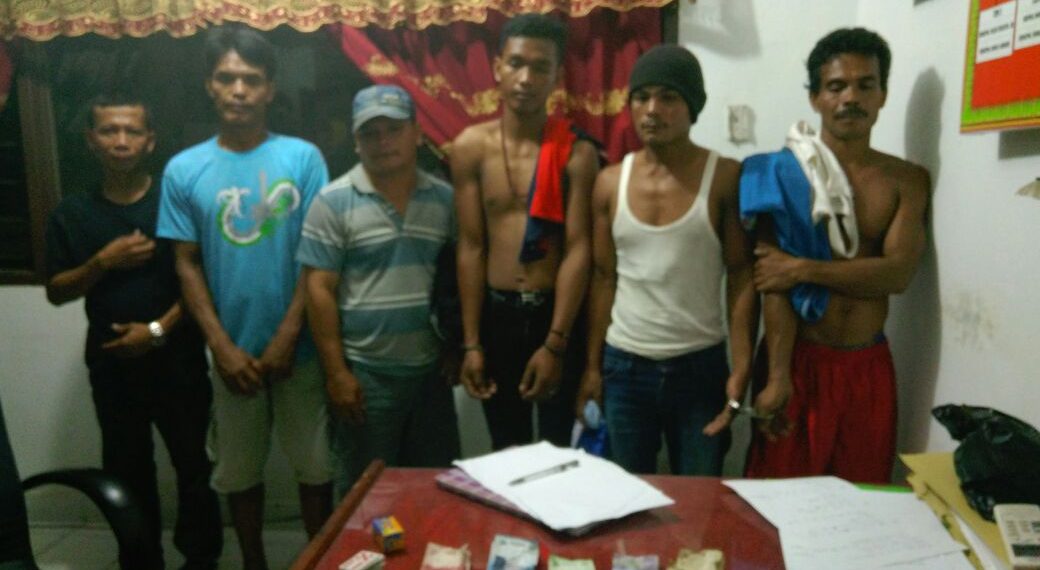 6 Pelaku Judi Qiu-qiu Diciduk Polsek Kampar Kiri disebuah Warung Desa Lipat Kain Selatan