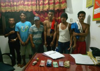 6 Pelaku Judi Qiu-qiu Diciduk Polsek Kampar Kiri disebuah Warung Desa Lipat Kain Selatan