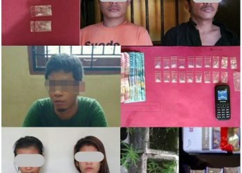 Polres Kampar Kembali Gebrak Pelaku Narkoba, 5 Tersangka Diciduk di 3 Lokasi Dalam Sehari