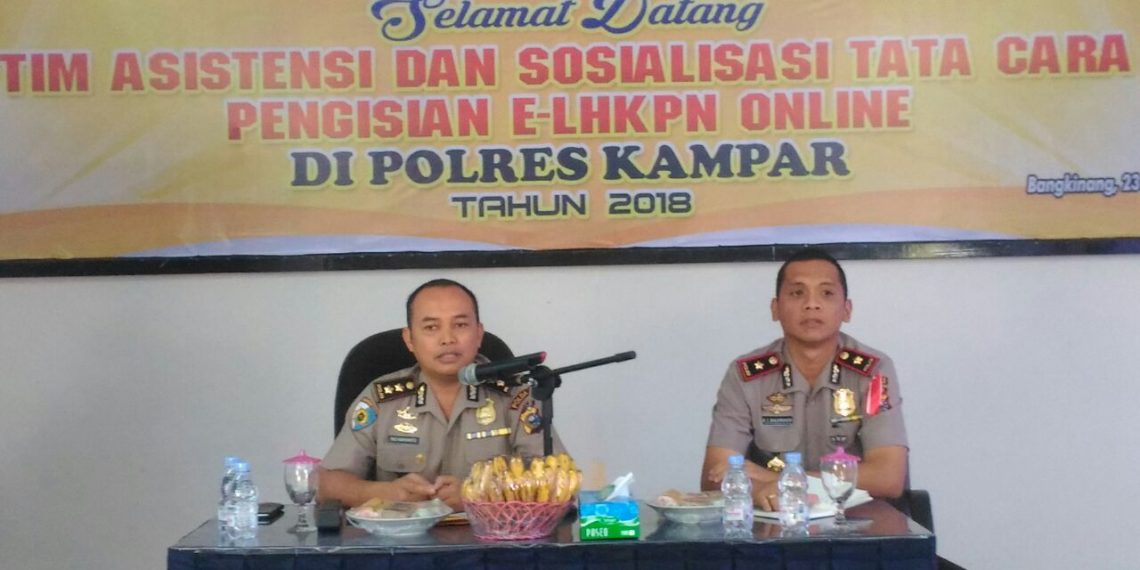Tim Itwasda Polda Riau adakan Sosialisasi LHKPN Online di Polres Kampar
