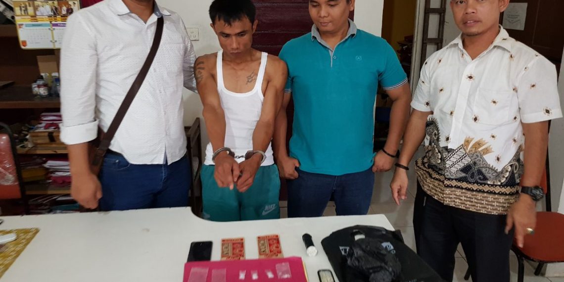 Seorang Bandar Shabu Diringkus Polsek Tapung Hilir di Desa Tebing Lestari