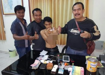 Seorang Gembong Narkoba diringkus Polsek Kampar Kiri Hilir di Desa Penghidupan