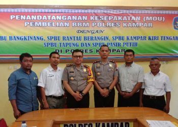 Polres Kampar Lakukan MoU dengan SPBU, Bengkel, PLN dan PDAM