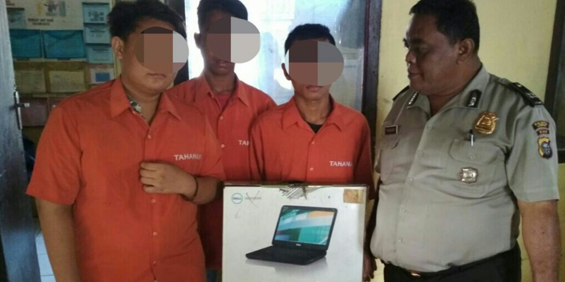 3 Pelaku Pencurian 7 unit Laptop Madrasah Al islam Rumbio Diringkus Polsek Kampar