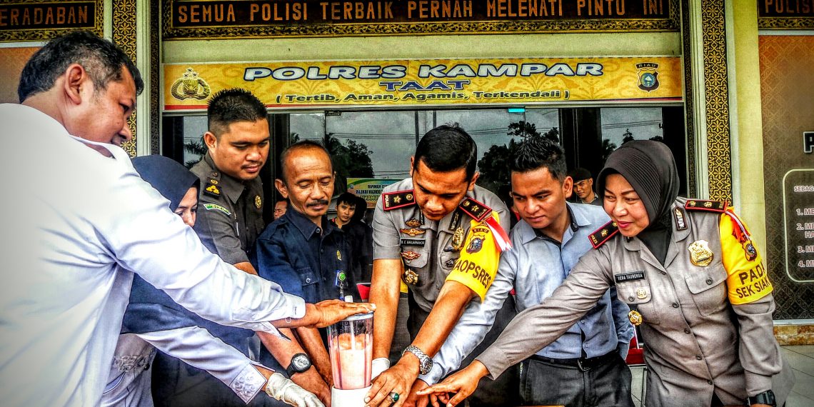 Polres Kampar Musnahkan Barang Bukti Narkotika 50 Gram Shabu dan 40 Butir Pil Ekstasi