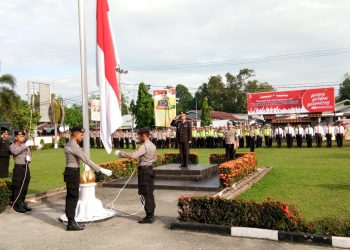 Waka Polres Kampar Pimpin Upacara Peringatan Hari Lahir Pancasila Tahun 2018 di Polres Kampar