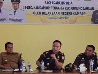 Kejari Kampar Adakan Sosialisasi TP4D Bagi Aparatur Desa, se-Kec. Kampar Kiri Tengah dan Kec. Gunung Sahilan