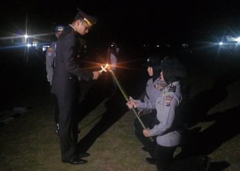 Polres Kampar dan Forkopimda Gelar Upacara Taptu Di Halaman Mapolres Kampar