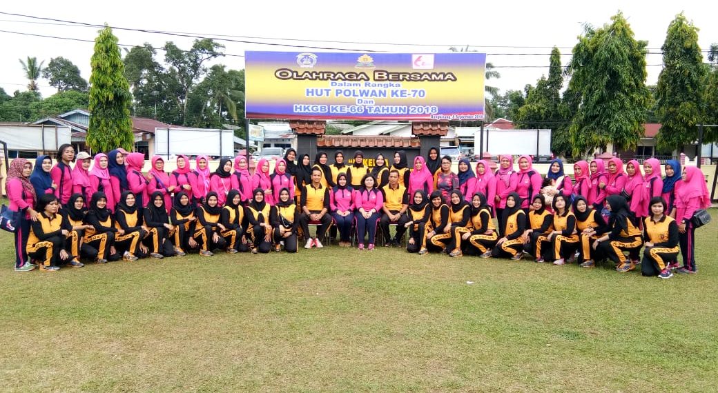 Meriahkan HUT Polwan ke-70 dan HKGB ke-66, Polres Kampar Gelar Olahraga Bersama