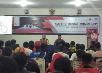Satlantas Kampar Sosialisasikan Pemilu Damai dan Gelar Safety Riding Bagi Komunitas Motor