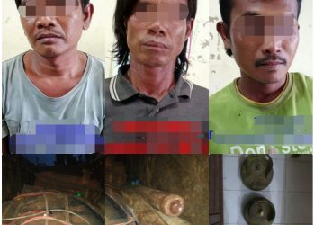 Nekad Nyuri Besi Disiang Bolong, 3 Pelaku Diringkus Polsek Siak Hulu