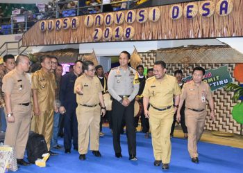 Kapolres Kampar AKBP Andri Ananta Yudistira SIK.MH Hadiri Pembukaan Bursa Inovasi Desa 2018 di Gor Sport Center Bangkinang