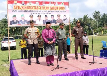 Plt. Bupati Kampar didampingi Forkopimda Pimpin Apel Sinergitas 3 Pilar Jelang Pemilu 2019