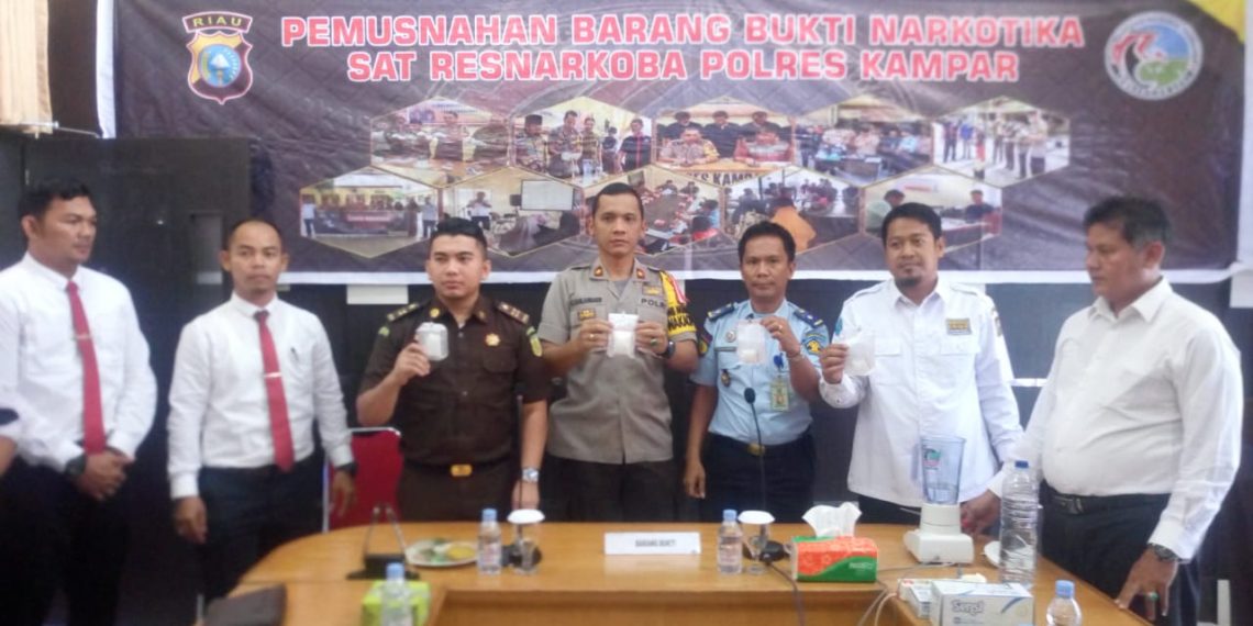 Polres Kampar Musnahkan Barang Bukti Narkotika Jenis Shabu Seberat 86,99 Gram