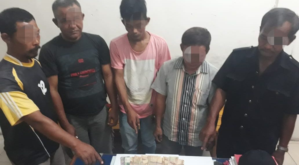 5 Pria Diamankan Polsek Kampar Kiri Hilir Saat Bermain Judi di Warung Desa Bina Baru