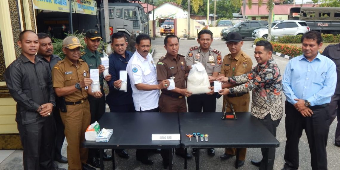 Polres Kampar Musnahkan Barang Bukti Narkotika Jenis Shabu Seberat 4,46 Kg