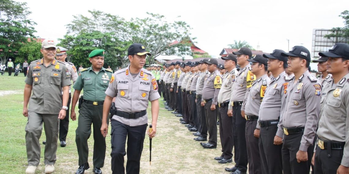 Polres Kampar Adakan Apel Gelar Pasukan Jelang MTQ ke-38 Prov. Riau dan Pilkades Serentak 2019