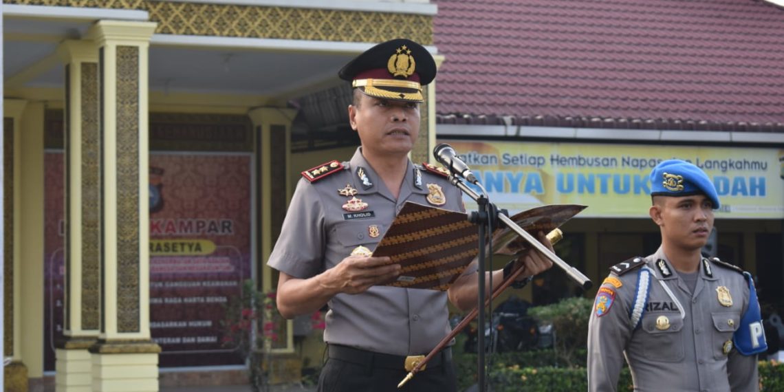 Kapolres Ingatkan Masalah Disiplin dan Antisipasi Karhutla, Saat Upacara Kesadaran Nasional di Polres Kampar