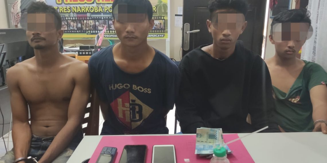 Resnarkoba Polres Kampar Kembali Meringkus 4 Orang Jaringan Pengedar Shabu di Wilayah Tapung