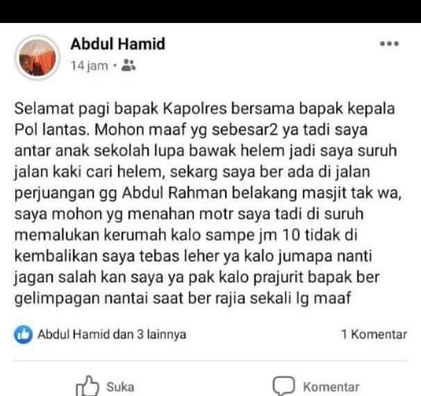 Sebelum Serang Polisi di Mapolres Meranti, Pelaku Unggah Status FB Ancam Tebas Kepala Polisi