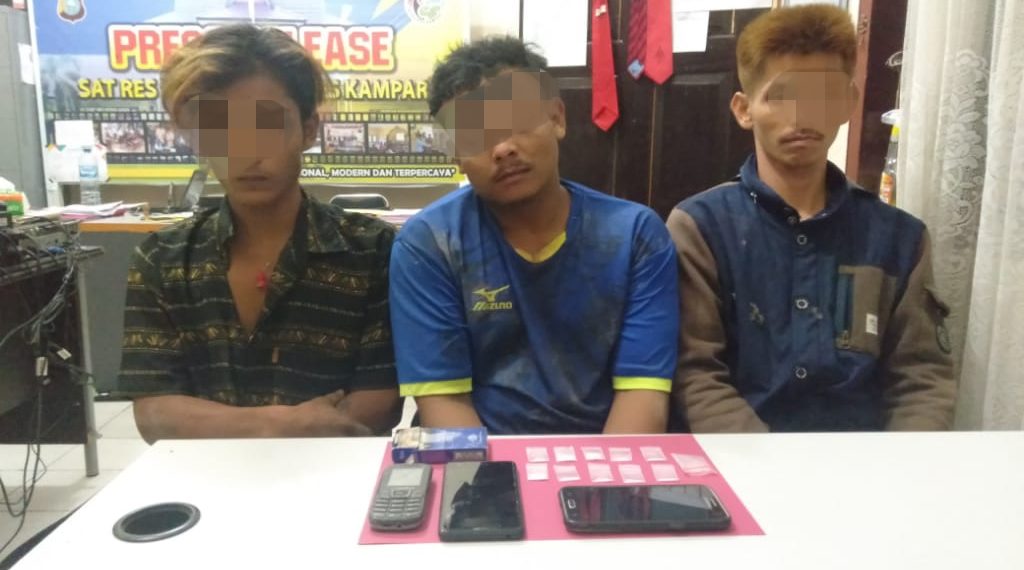 3 Pengedar Narkoba Diringkus Diareal Perkebunan Sawit Desa Kuntu, Ditemukan 10 Paket Shabu