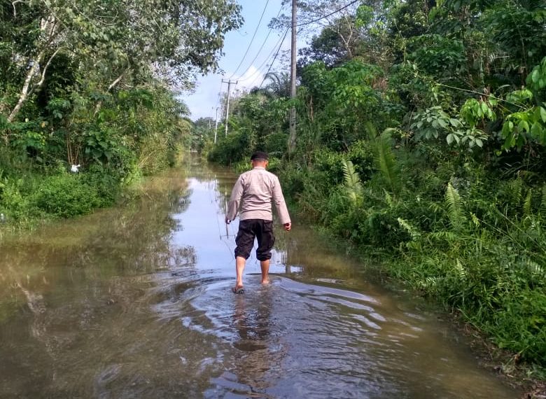 Akibat Hujan Lebat, Beberapa Jalan Penghubung Desa di Wilayah Kampar Kiri Terendam Banjir