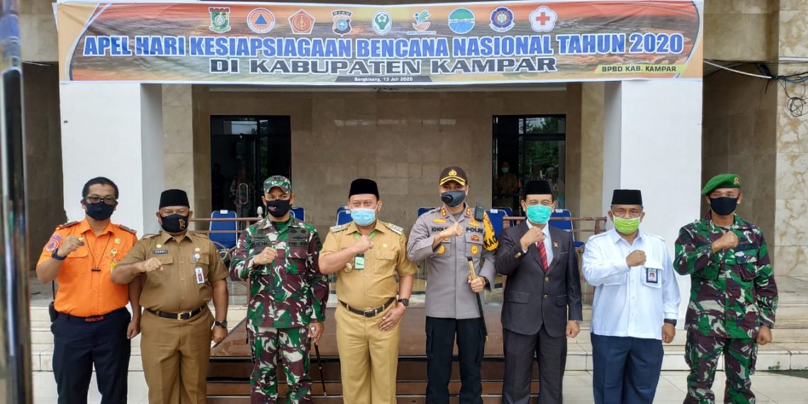 Pemkab Kampar Bersama TNI-Polri Gelar Apel Kesiapsiagaan Bencana Nasional Tingkat Kab. Kampar