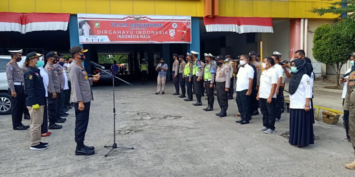 Tim Gabungan TNI-POLRI dan Pemkab Kampar Lakukan Pendisiplinan Masyarakat Terapkan Protokol Kesehatan