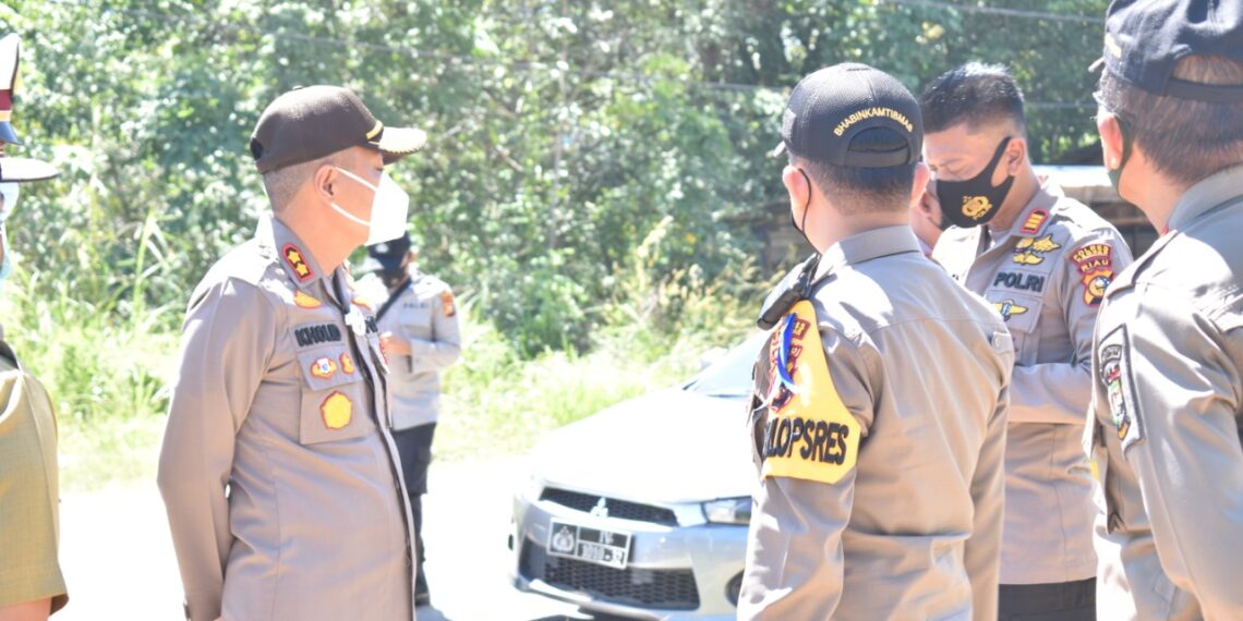 Kapolres Kampar Bersama Dinas Instansi Terkait Tinjau Persiapan Pos Cek Point Perbatasan Riau – Sumbar Jelang Libur Bersama
