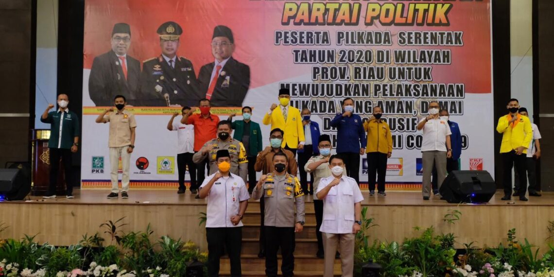Kapolda Riau Inisiasi Partai Politik Deklarasikan Pilkada Aman dan Damai Ditengah Pandemi Covid-19