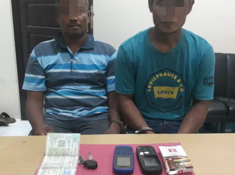 2 Pelaku Narkoba Diringkus Polsek Perhentian Raja dengan BB 5 Paket Shabu Siap Edar