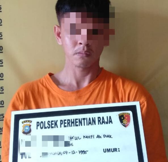 Polsek Perhentian Raja Tangkap Tersangka Pengedar Shabu di Desa Kampung Pinang