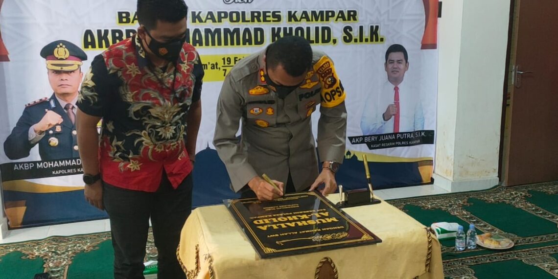 Kapolres Kampar Resmikan Musholla Al-Kholid Satreskrim Polres Kampar