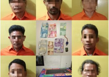 Polsek Tapung Hulu Tangkap 7 Pelaku Judi Ketangkasan Tembak Ikan di Desa Kasikan