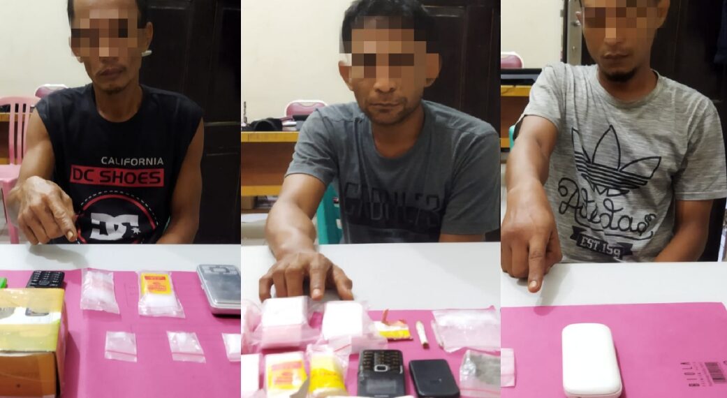 Tunjukkan Eksistensinya, Resnarkoba Polres Kampar Kembali Tangkap 3 Pengedar Shabu