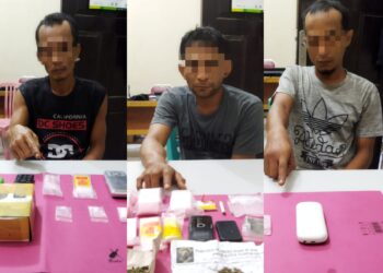 Tunjukkan Eksistensinya, Resnarkoba Polres Kampar Kembali Tangkap 3 Pengedar Shabu