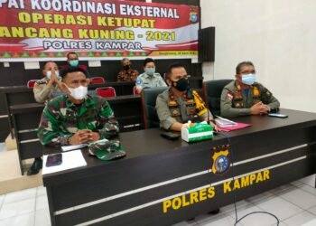 Polres Kampar Gelar Rakor Eksternal Dalam Rangka Operasi Ketupat Lancang Kuning 2021