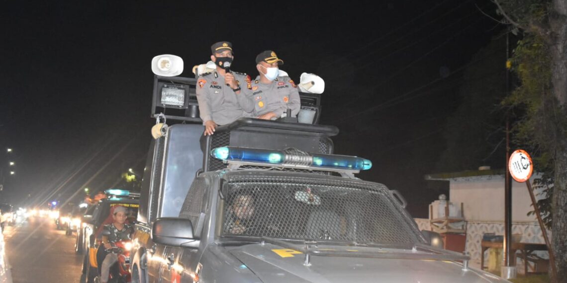Malam Lebaran, Polres Kampar Gelar Patroli Gabungan Berskala Besar Bersama Instansi Terkait 