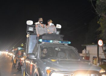 Malam Lebaran, Polres Kampar Gelar Patroli Gabungan Berskala Besar Bersama Instansi Terkait 