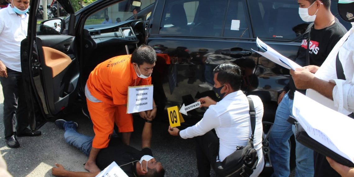 Tim Penyidik Polres Kampar dan Polsek Tapung Lakukan Rekonstruksi Kasus Pembunuhan