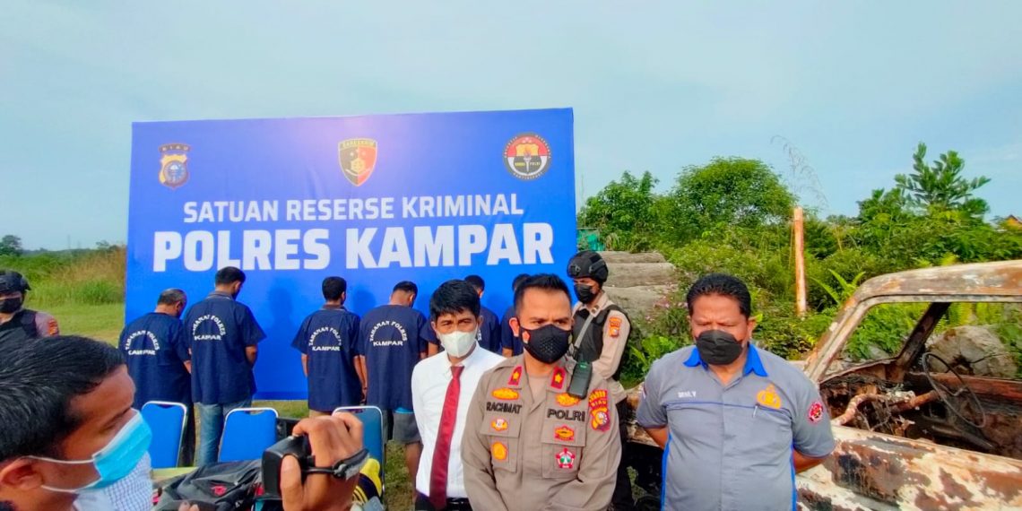 Gerak Cepat, Polres Kampar Tangkap 6 Pelaku Penganiayaan dan Pembakaran Mobil di Tapung Hilir