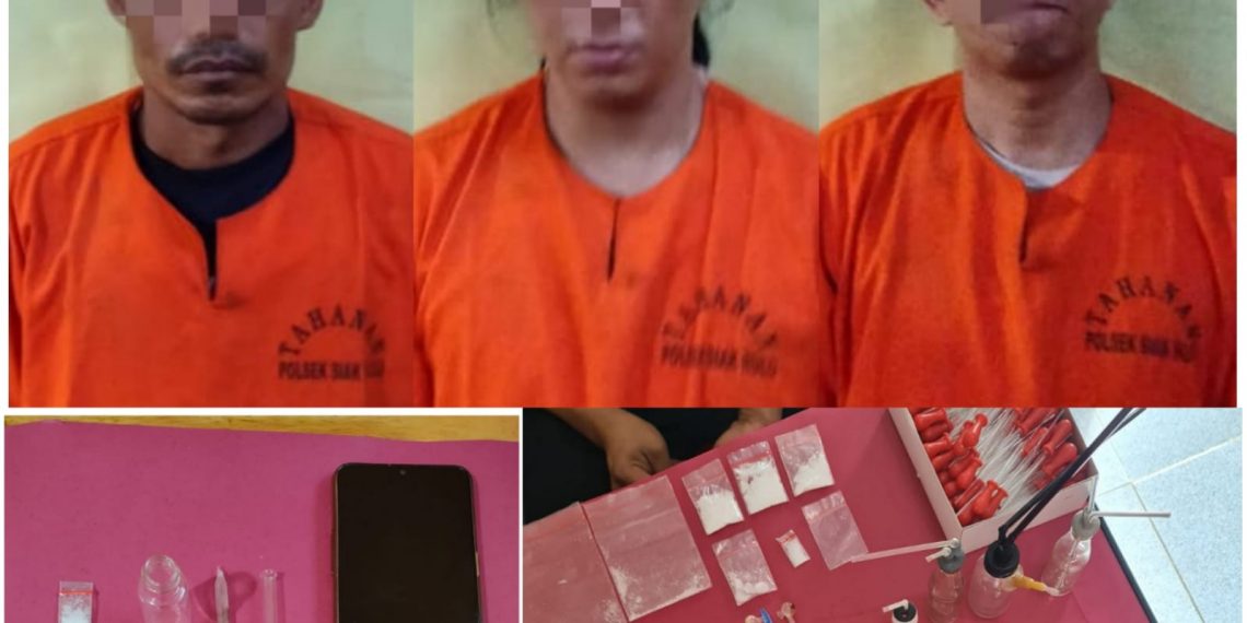 Grebek Toko Bangunan, Seorang Bandar dan 2 Pengedar Shabu Diringkus Polsek Siak Hulu 