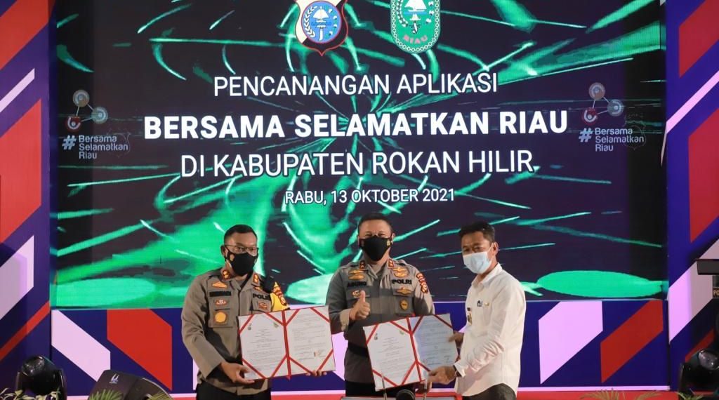 Kapolda Riau Launching Aplikasi BSR di Rohil Untuk Menekan Penyebaran Covid-19