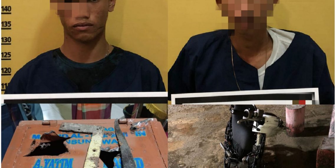 Satreskrim Polres Kampar Tangkap 2 Pelaku Pencurian Uang Kotak Infak Pada 4 Masjid