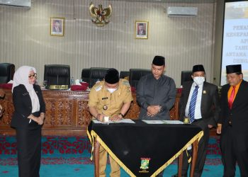 Ketua DPRD Kampar Bersama Bupati Kampar Tandatangani MoU Kebijakan Umum Anggaran Plafon Prioritas Anggaran Sementara (KUA-PPAS) APBD Kampar T.A. 2022