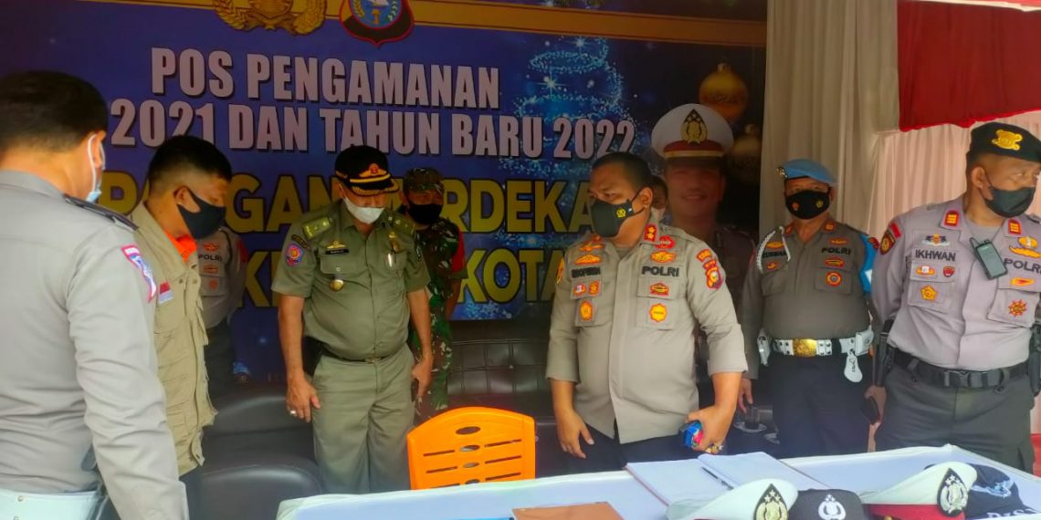 Pengecekan Pospam Ops Lilin LK 2021 oleh Kapolres Kampar di Wilayah Hukum Polres Kampar