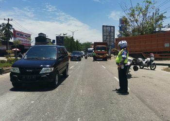 Antisipasi Kemacetan, Sat Lantas Polres Kampar Lakukan Pengamanan di SPBU