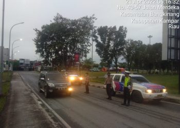 Satlantas Polres Kampar Lakukan Patroli Blue Light Pagi