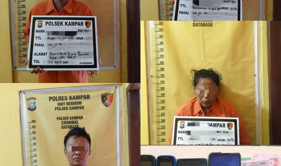 4 Orang Tersangka Pengedar Narkoba di Ringkus Polsek Kampar